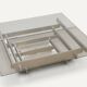 Table basse sculpturale en aluminium brossé et verre – années 1970