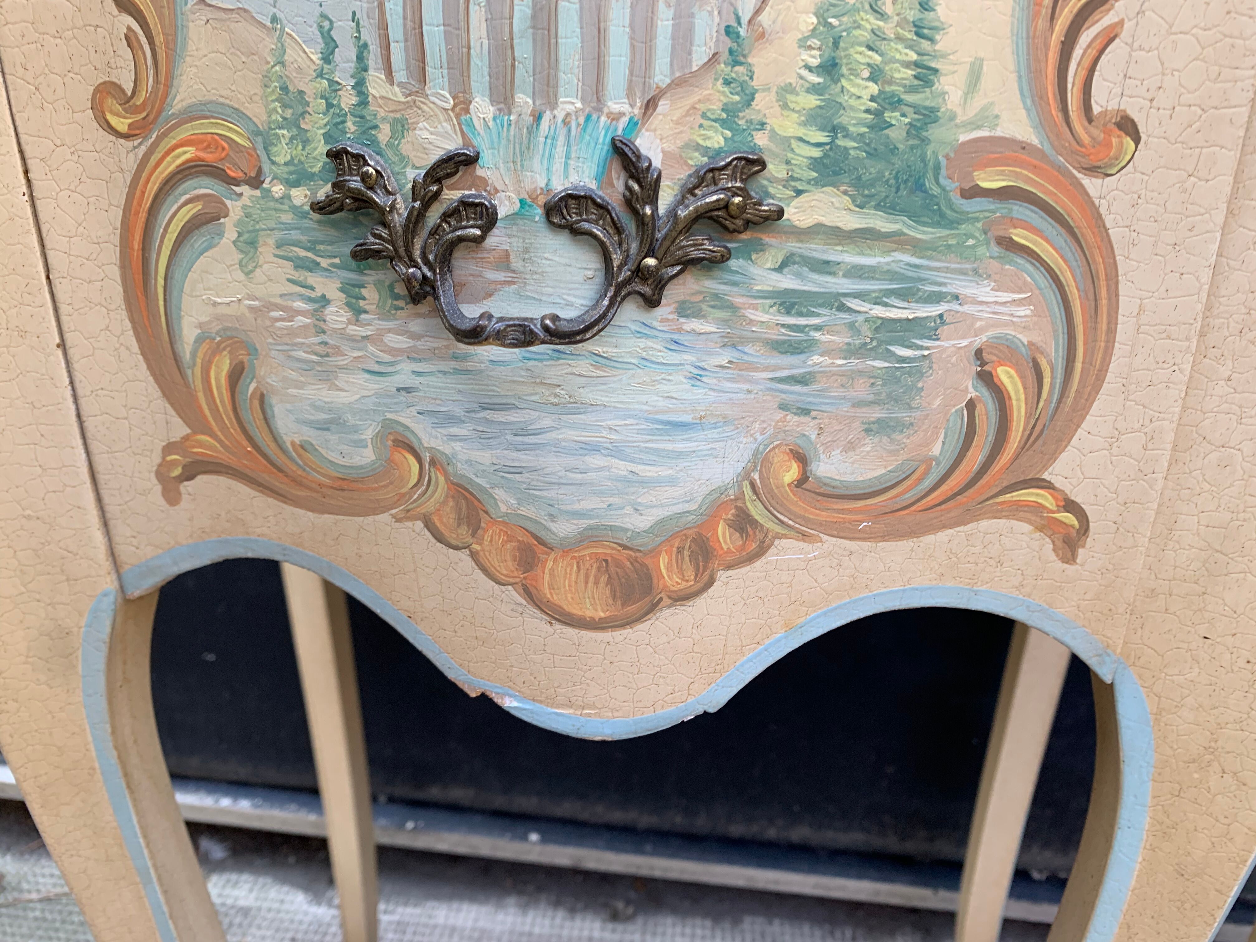Paire de chevets style Louis XV bois peint