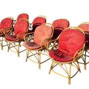 Set of 8 rattan armchairs from the 1960s, France.