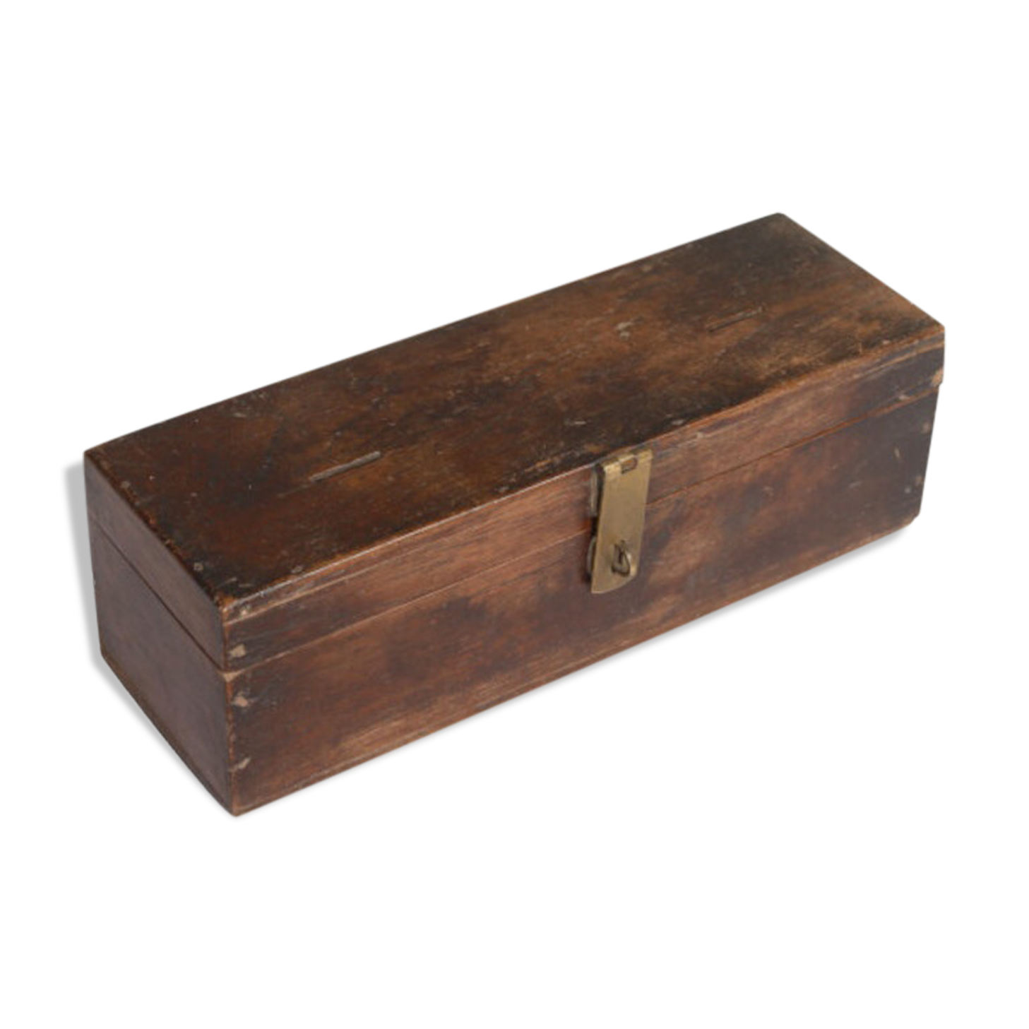 Box box old cashbox commercant wood old teck patine brown india