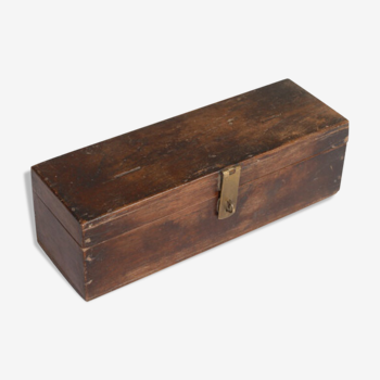 Box box old cashbox commercant wood old teck patine brown india