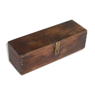 Coffre coffret ancienne cashbox commercant bois vieux teck patine marron inde