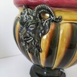 Medici basin in glazed earthenware with satyr masks