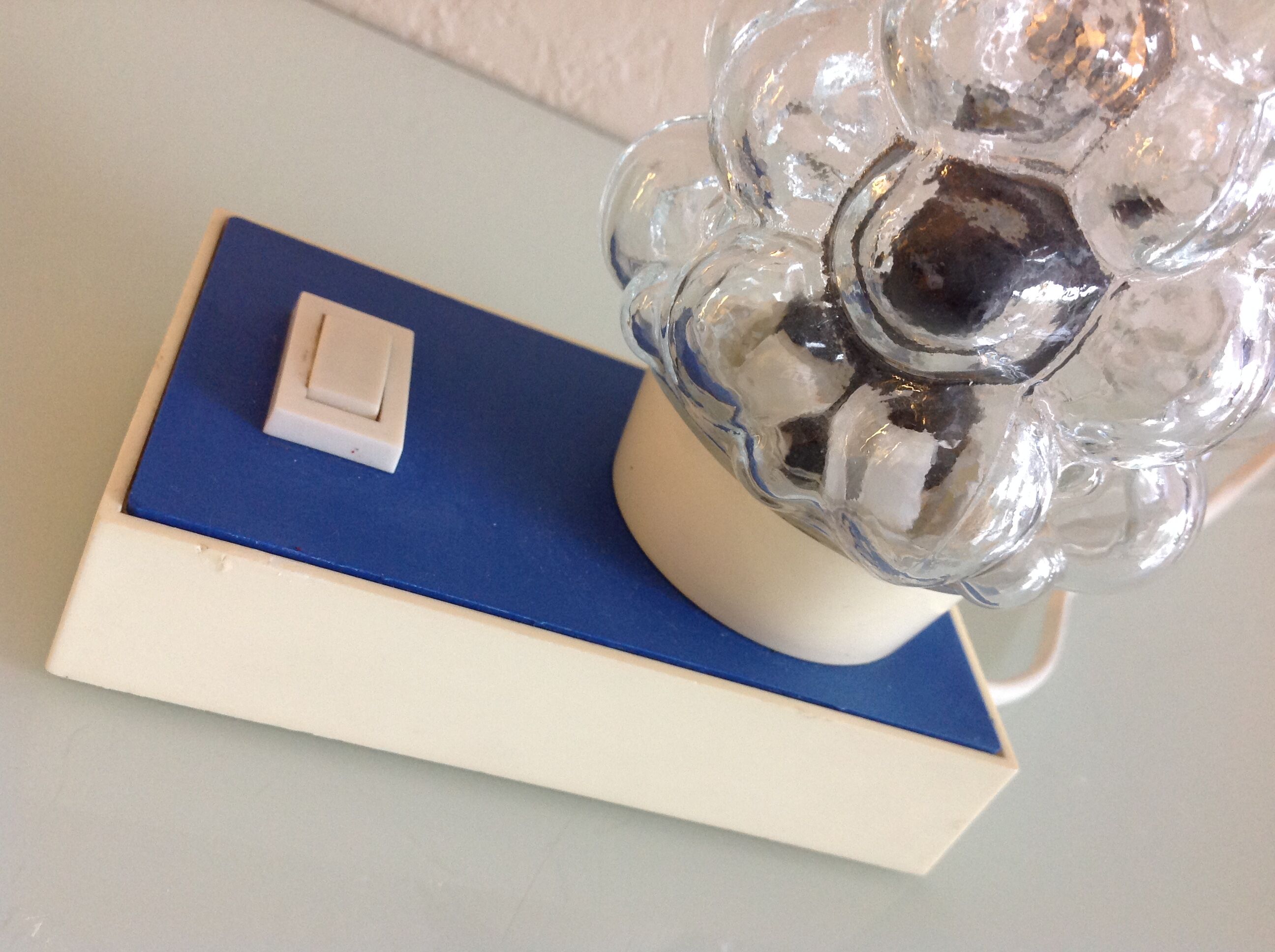 Bubbled glass bedside lamp by Helena Tynell 60/70