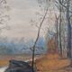 Antique original forest landscape oil painting c. 1910