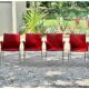 Set of 4 Zanotta armchairs in red leather