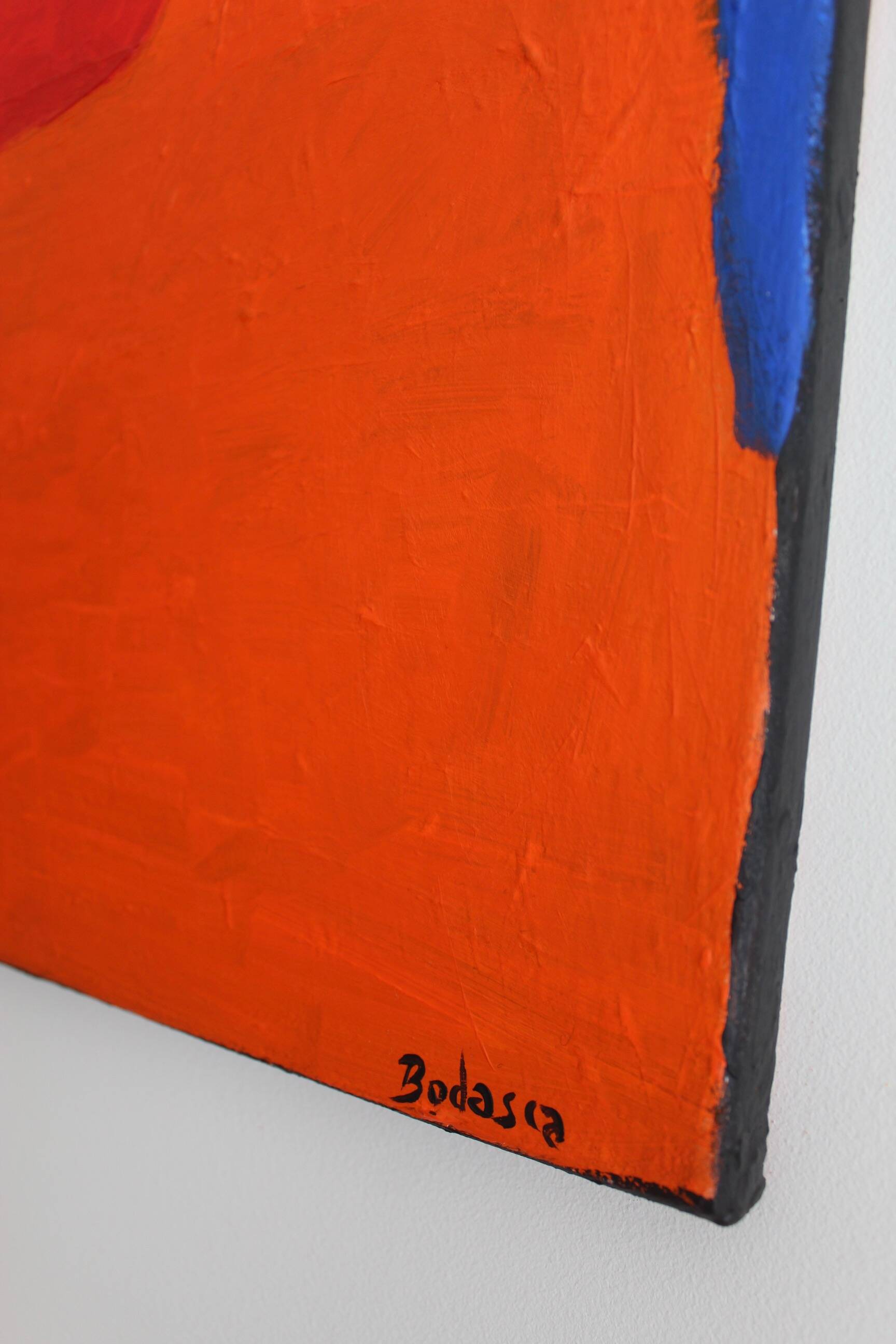 Figurative art couple blue background signed