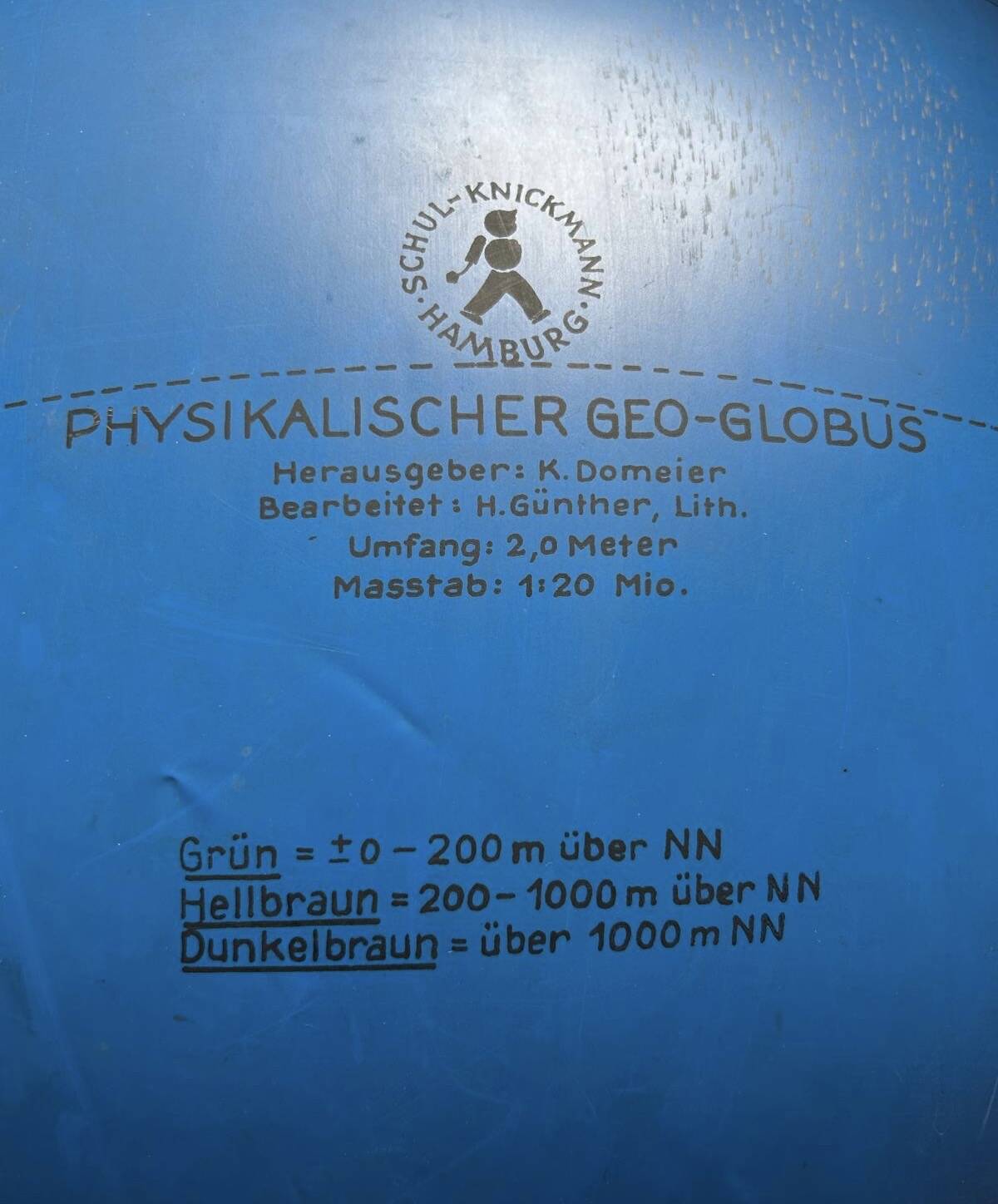 Schul Knickmann, floor inflatable physical Globe, Hamburg Germany 1950