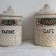 Pots en faïence café sucre farine