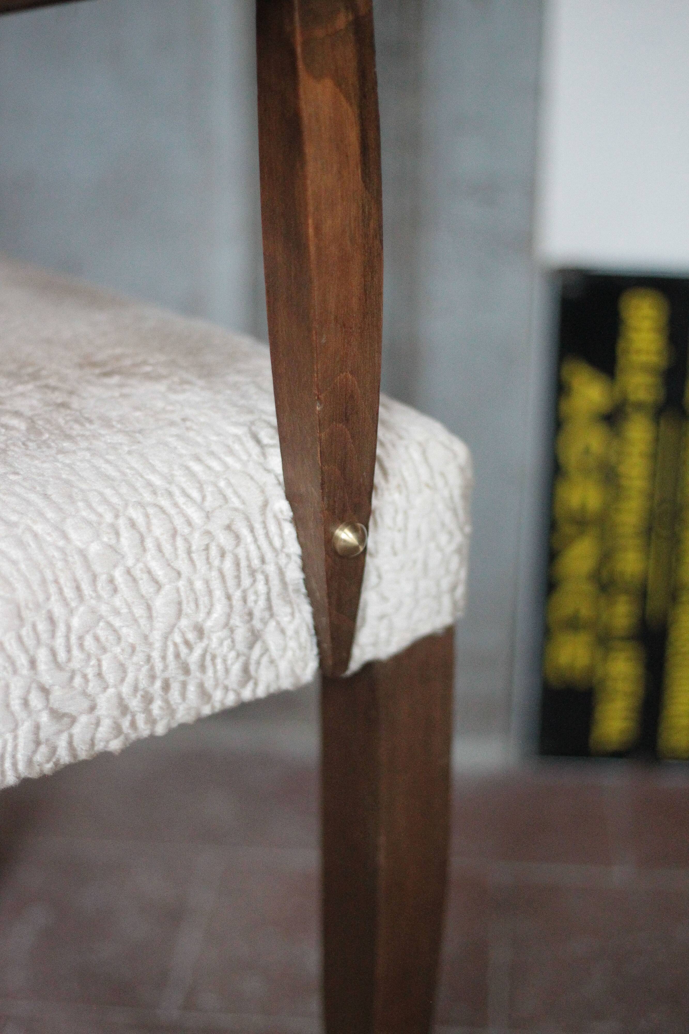 Pair of bridge chairs in wood and powder pink satin-effect fabric, Art Deco style