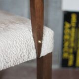 Pair of bridge chairs in wood and powder pink satin-effect fabric, Art Deco style