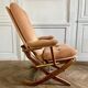Fauteuil pliant relax vintage bois et velours avec accoudoirs - 70's