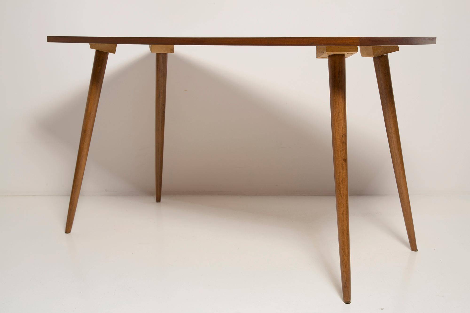 Antique mid-century coffee table, vintage, hand-painted beech wood, Germany, 1960s.