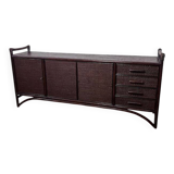 Vintage sideboard in woven wicker and bamboo