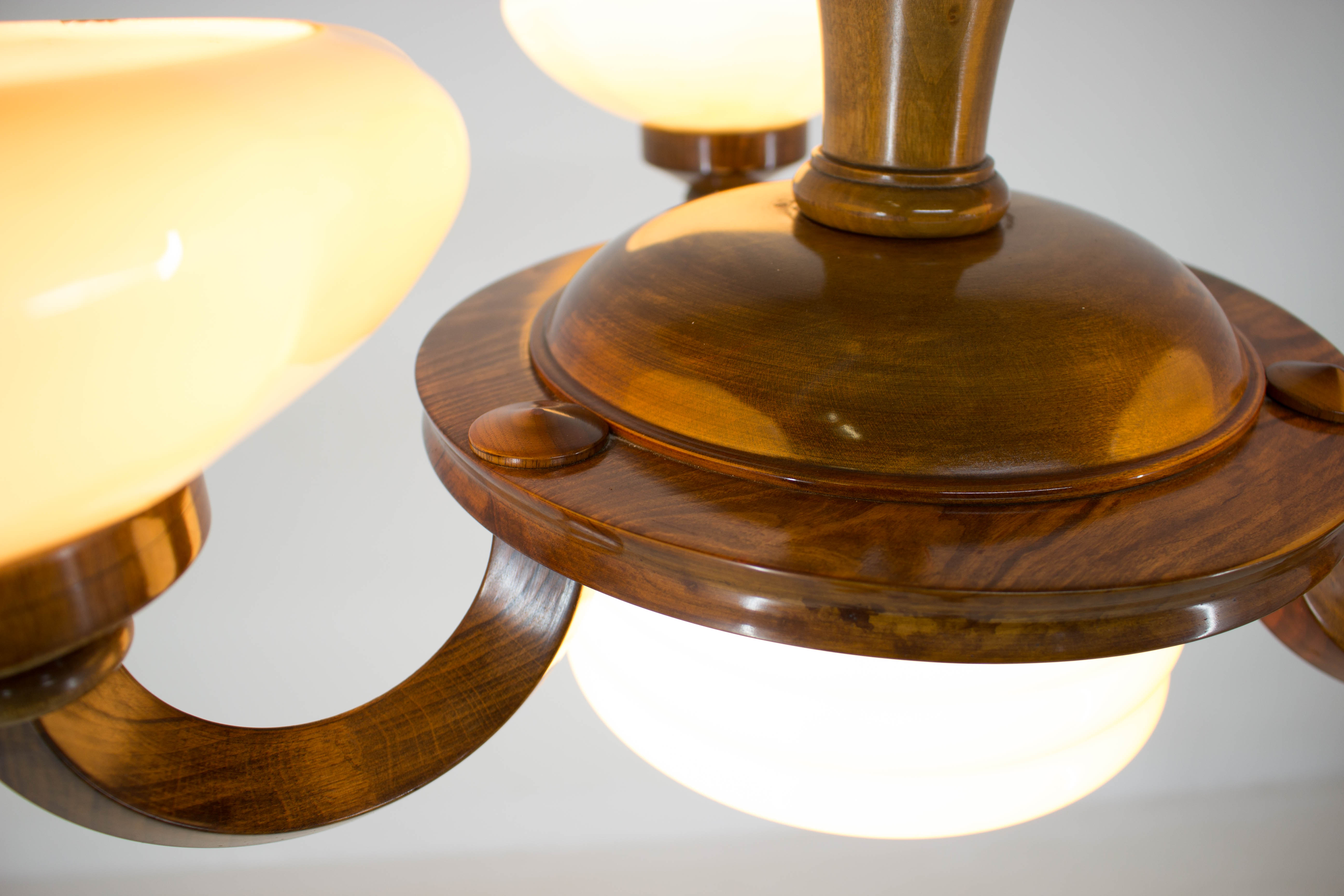 Art deco wood chandelier, 1930s