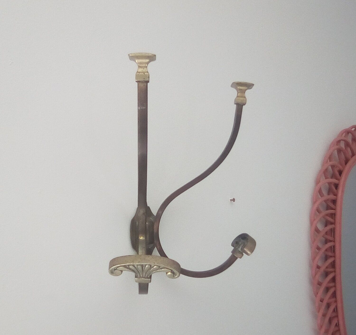 Wall-mounted wall-mounted coat rack in solid brass 50s/60s