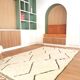Magnificent Berber carpet Béni Ouarain green and white with diamonds and braided border