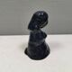 Lady figure in earthenware with shiny blue glaze
