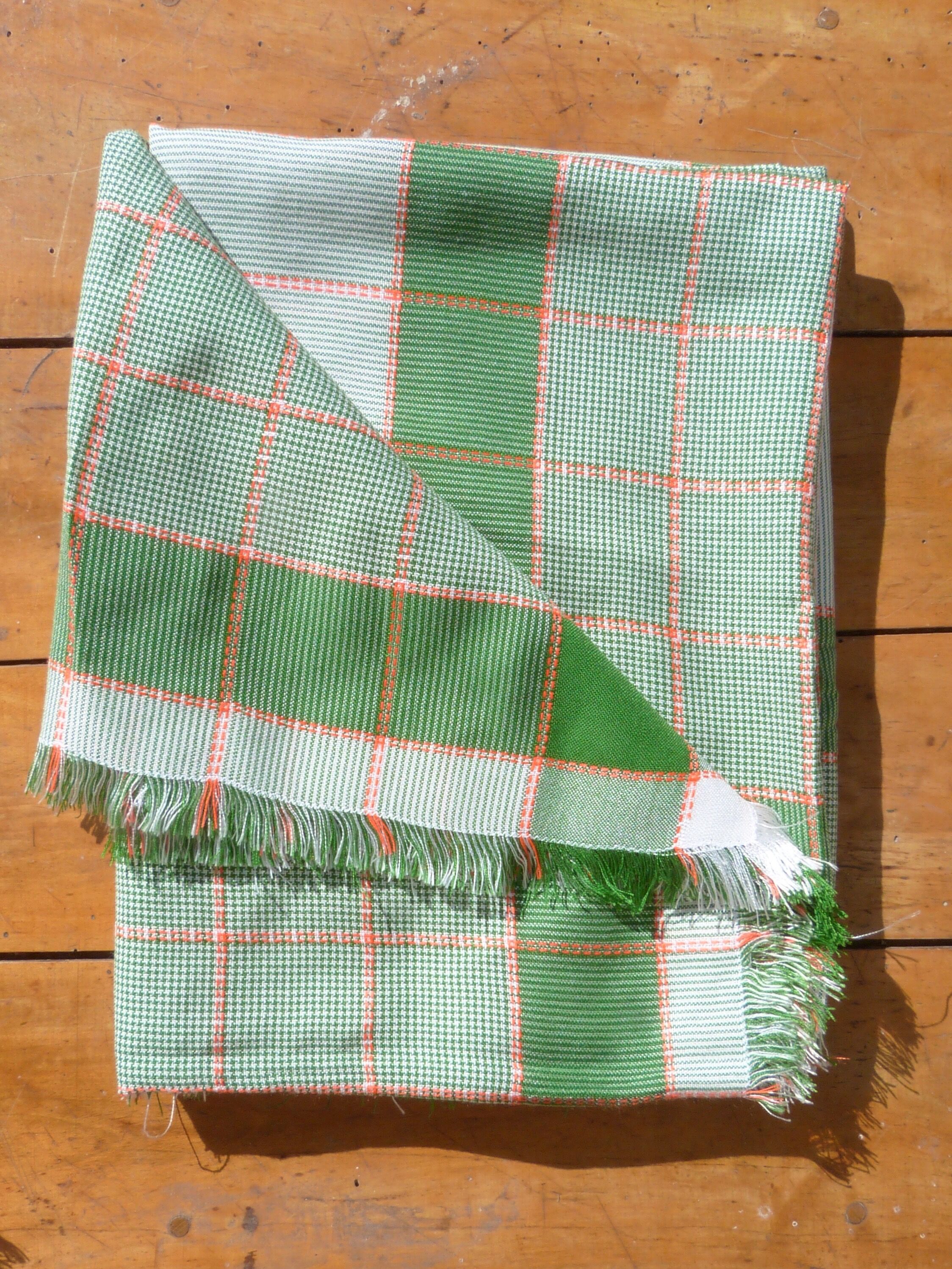 Nappe vintage à carreaux verts et blancs