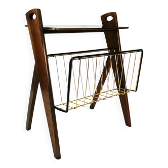 Modernist side table with newspaper rack, Ilse Mobel, Germany, 1960s.