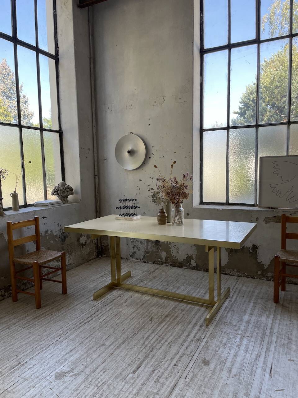 Brass table 1970 Italian lacquer