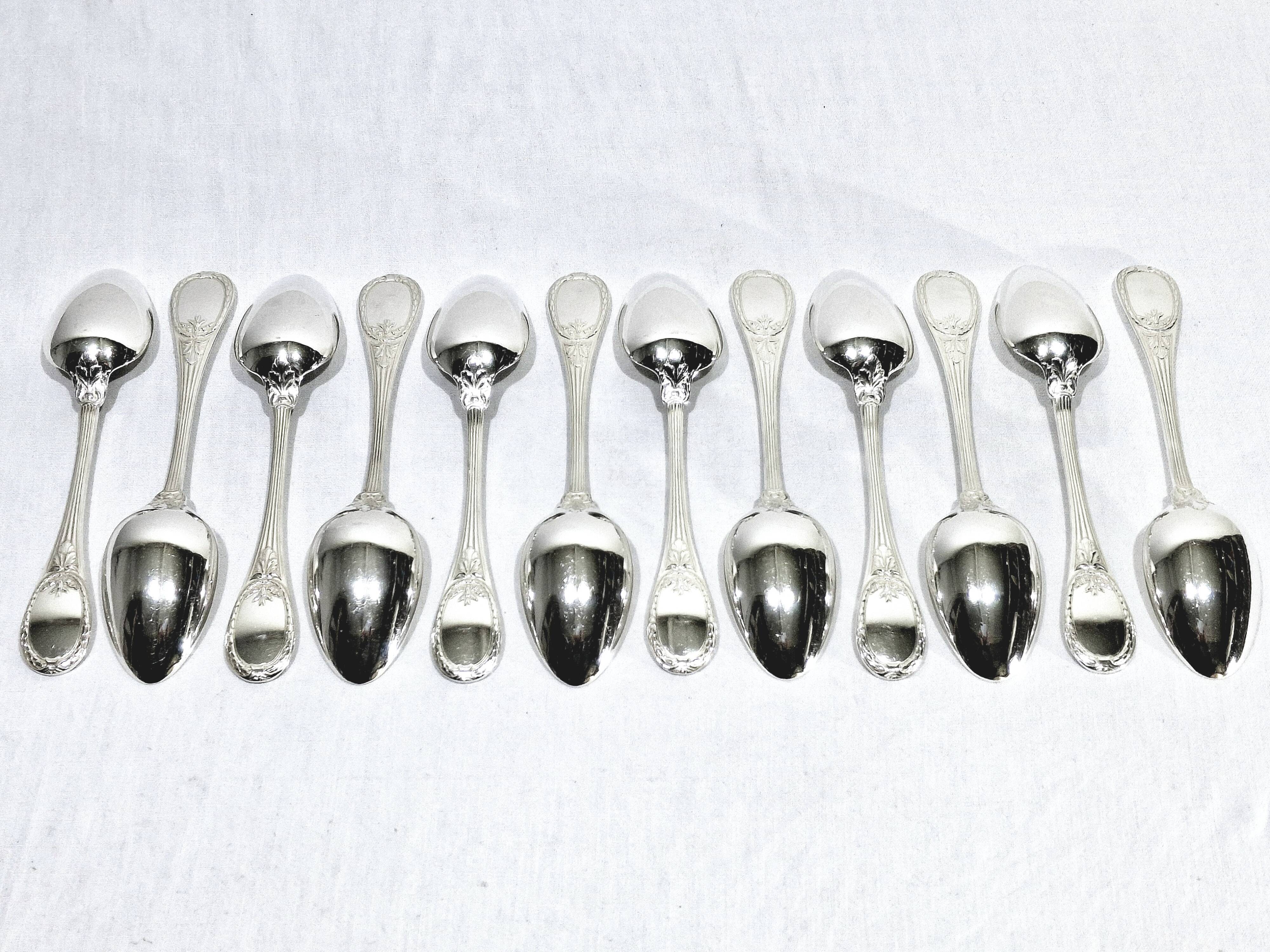 Christofle Cutlery Set - Trianon Model - 155 Pieces, Silver-Plated Metal
