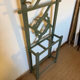 Porte manteau vestiaire art déco en bois patiné vert