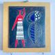 Vintage mid-century three-panel enamel figurative wall art