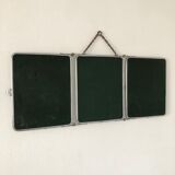 Vintage English green barber triptych mirror 1960 - 28 x 68 cm