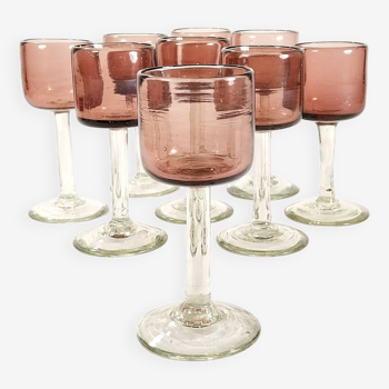 Set de 9 verres artisanaux 1960