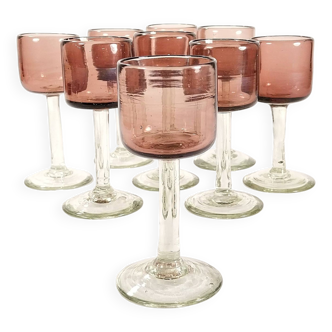 Set de 9 verres artisanaux 1960