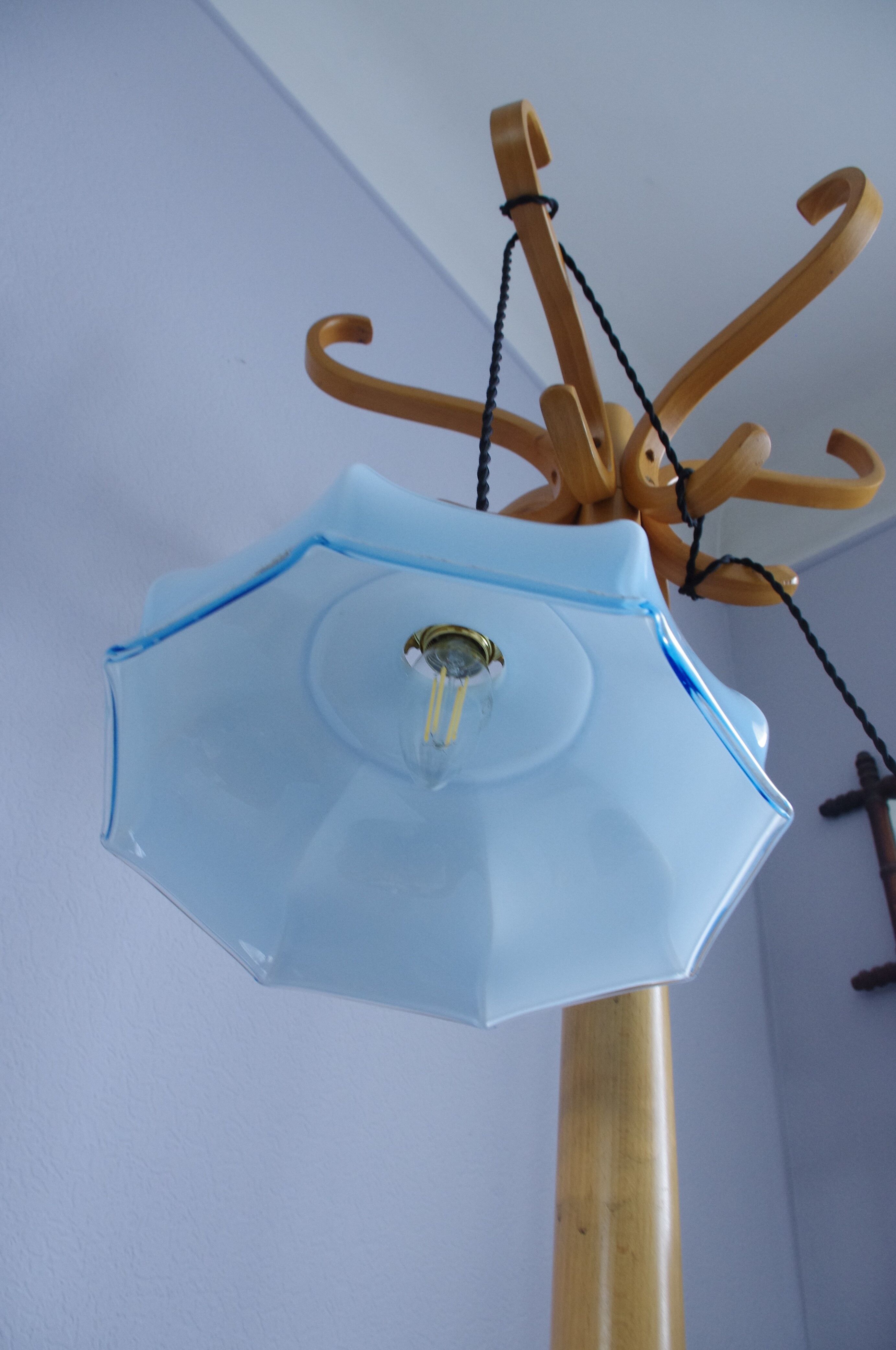 Hanging lamp in blue opaline