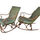 Set de 2 rocking-chairs style thonet en skaï vert