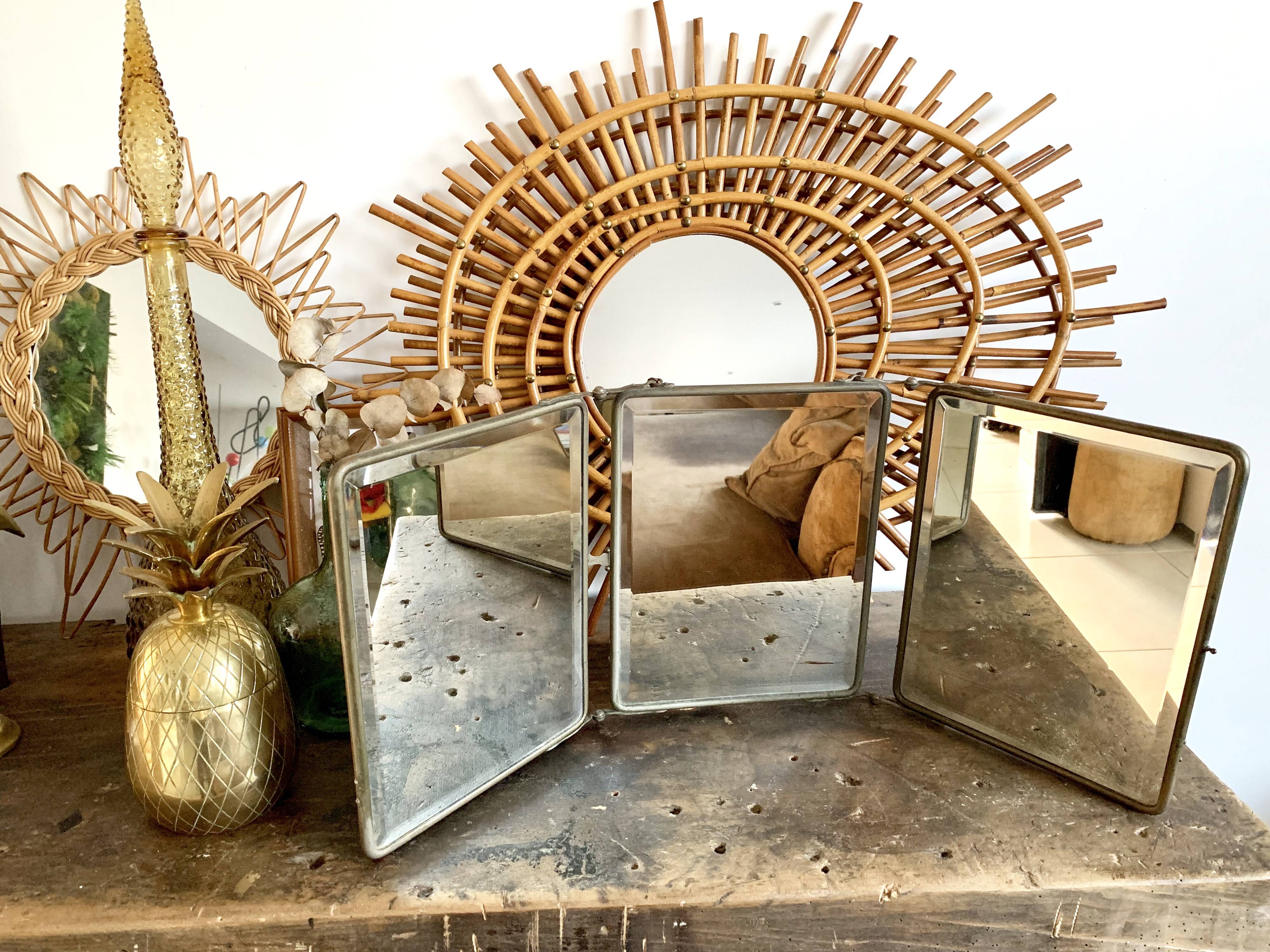 Barber vintage 28x69cm triptych mirror