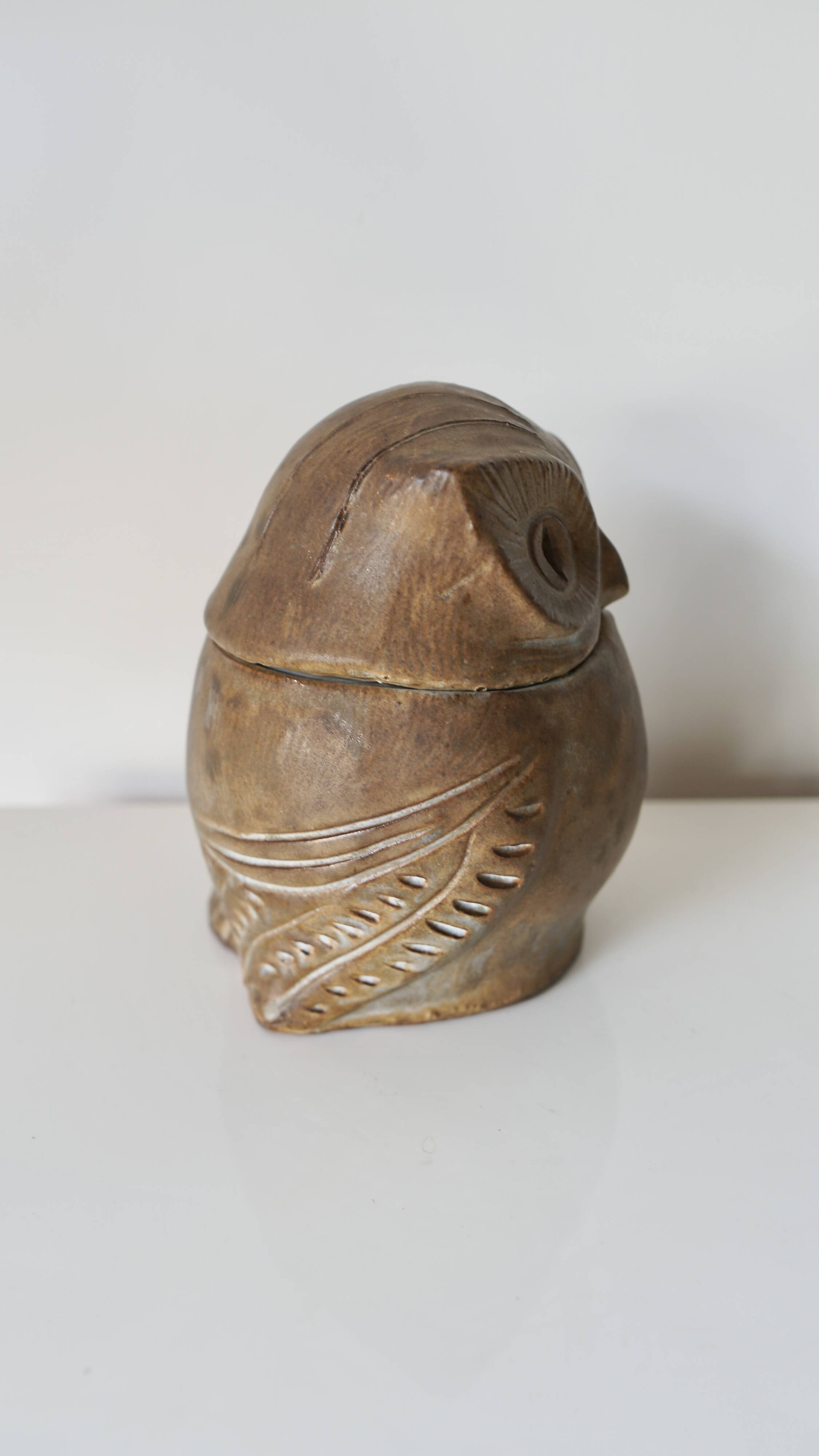 Ceramic owl sculpture - signed Agnès Escala - France, 1960s