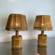 Pair of French Riviera bamboo & rattan table lamps, Louis Sognot's style, 1960s