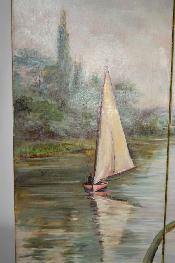 Paravent peint post-impressionniste par Charles Frechon, France, 1894