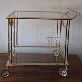 Hollywood Regency gilt brass bar cart drinks trolley, 1970s