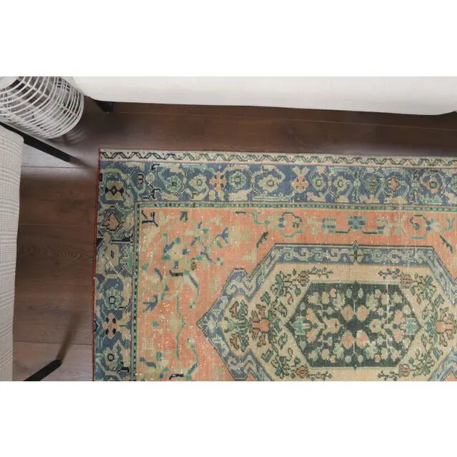 Vintage Turkish Oushak Handmade Wool Cotton Orange Area Rug  116x172