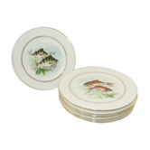 Lot 6 assiettes à poisson anciennes, porcelaine Sofafils