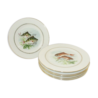 Lot 6 old fish plates, Sofafils porcelain
