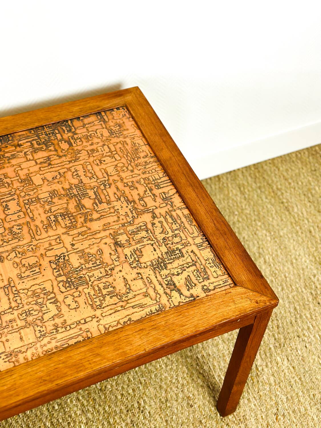 Scandinavian coffee table in copper, 1960.