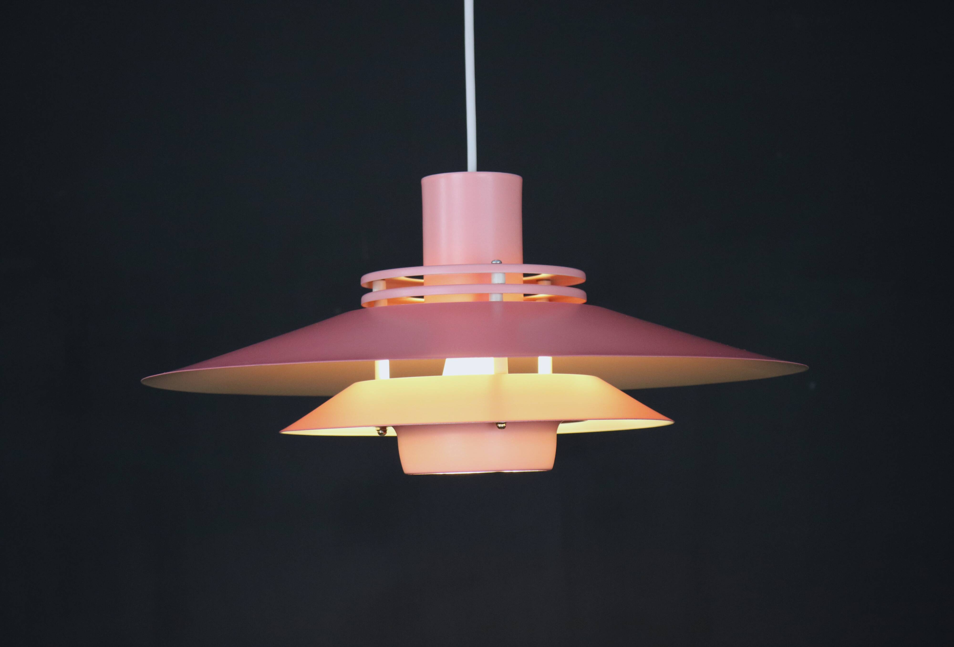 Great pink restored Danish ceiling lamp *** Danish design *** unique *** Denmark 1970's