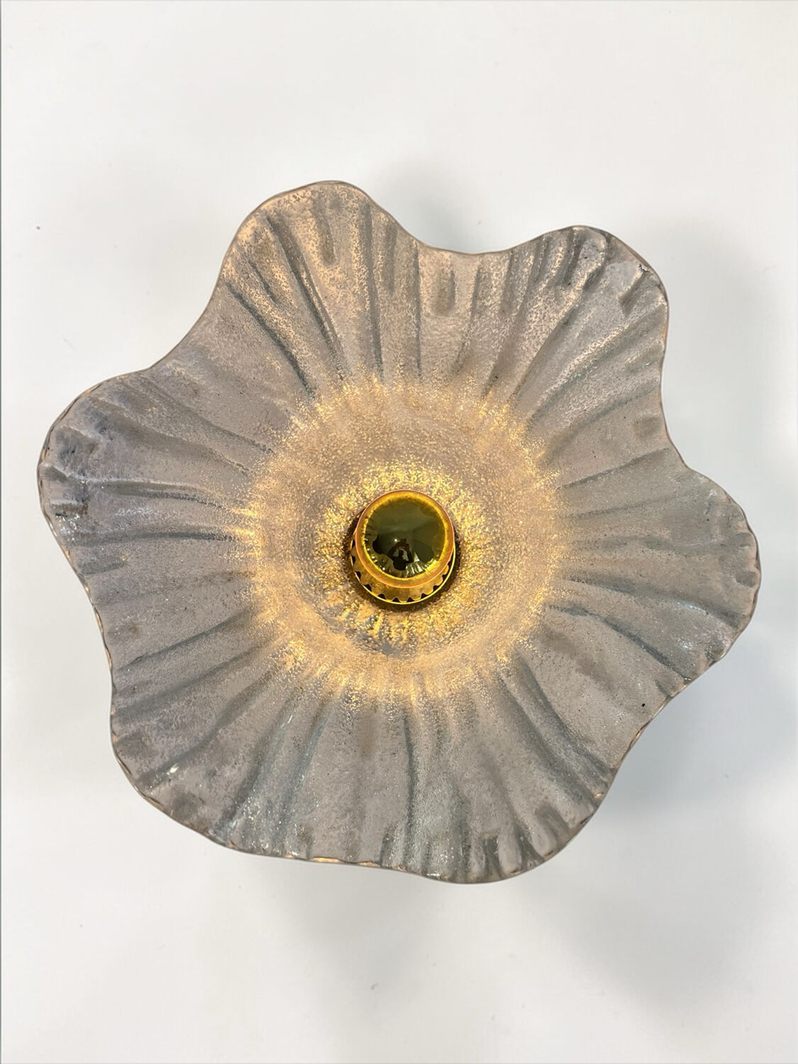 Table lamp "Corolle" – Murano Bullicante glass & patinated brass