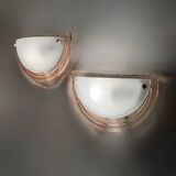 Murano glass half moon wall lights from the 80s (X2)