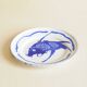 Vintage Chinese Enamelled Metal Plate with Blue Koi Carp Fish Decoration