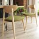 Natural Dining Chair with green upholstery, new modern design vintage style