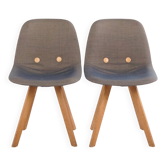 Chaise en bois Eyes – Erik Jørgensen – Tissu gris moyen – Bois massif