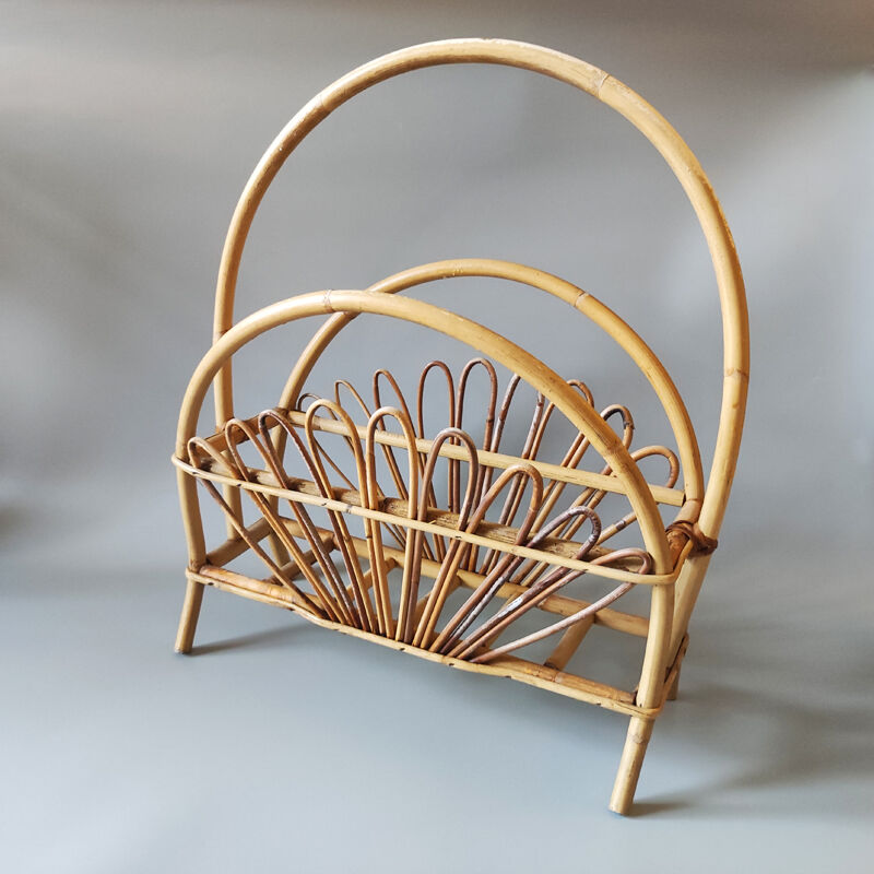 Magazine rack in bamboo and rattan 1960