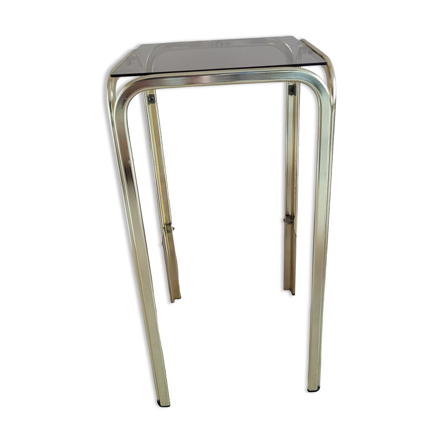 Golden side table and smoked glass